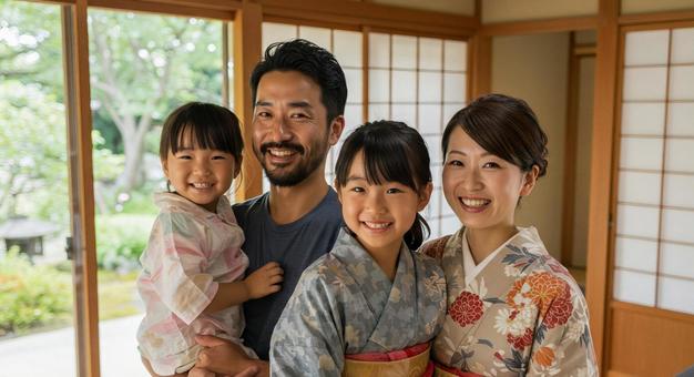 笑顔の家族 笑顔の家族の写真