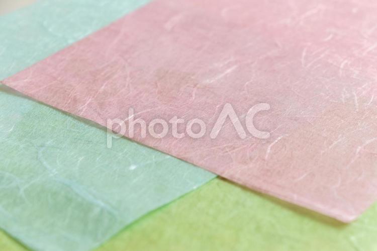 ソフトな風合いの薄い和紙 和紙,カラフル,繊維の写真素材