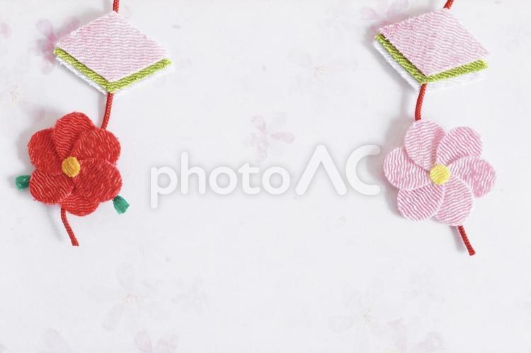 ひな祭り　桃の節句　桃の花と菱餅　ピンク ひな祭り,3月,ちりめん細工の写真素材