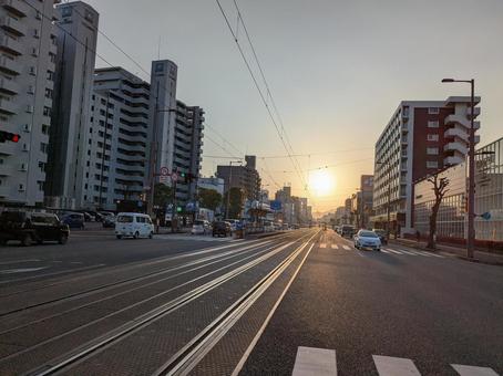 路面電車の走る街 路面電車の走る街の写真