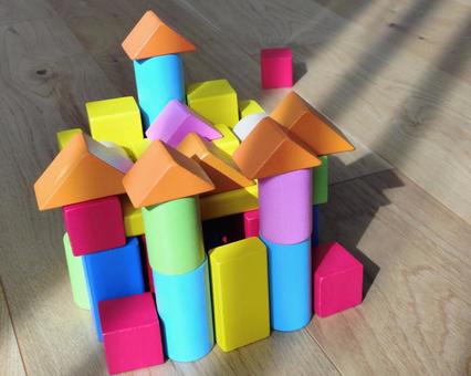 積み木遊び 積み木,つみき,カラフルな積み木の写真素材