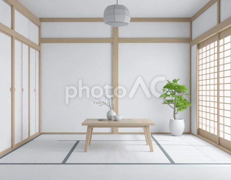 シンプルで美しい和室、畳と障子 インテリア,和室,和風の写真素材