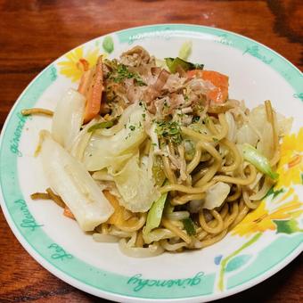 Photo, fried noodles, noodles, vegetables, 