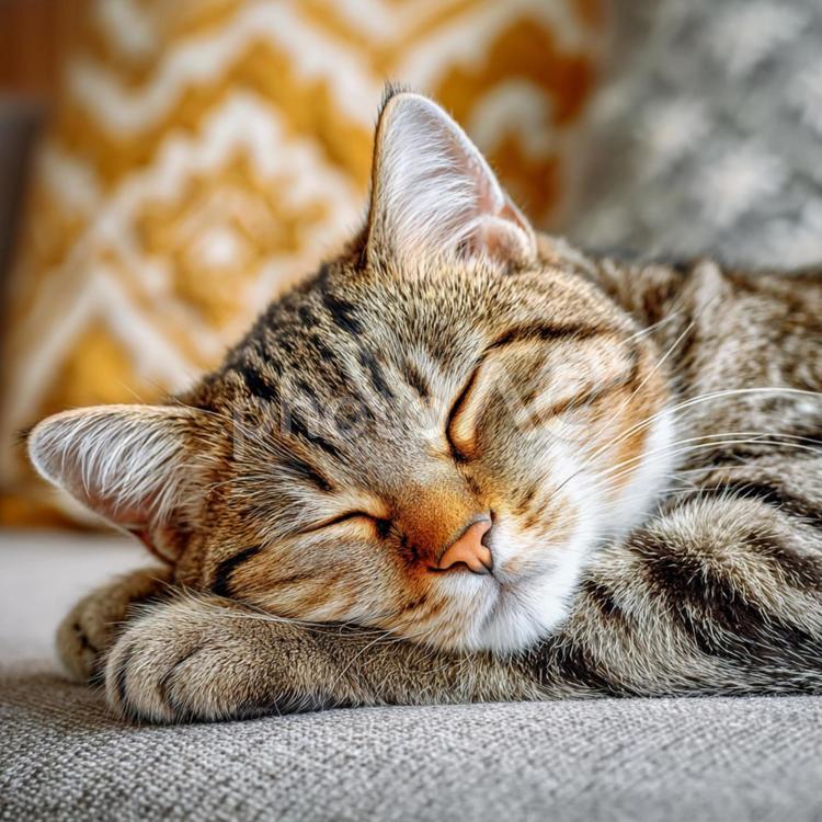 穏やかな午睡を楽しむ猫のクローズアップ 猫,寝る,睡眠の写真素材