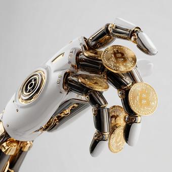 ビットコインを収集するAIロボットアーム ビットコインを収集するAIロボットアームの写真