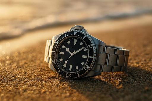 砂浜のダイバー時計 砂浜のダイバー時計の写真