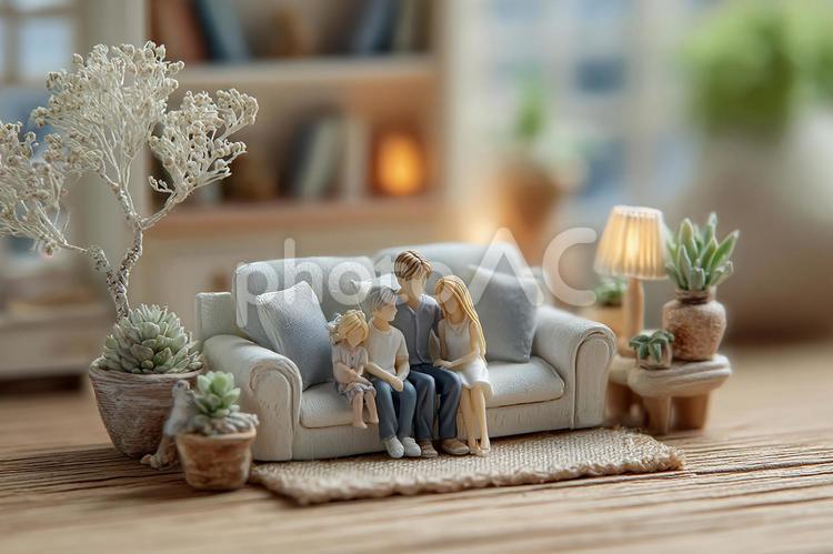 永遠の愛：ミニチュアで描かれた家族の肖像 ミニチュア,家族,フィギュアの写真素材