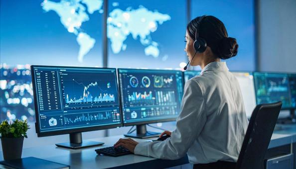 PC仕事をする日本人女性 PC仕事をする日本人女性の写真