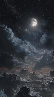月明かりに照らされた、神秘的な夜の風景 月明かりに照らされた、神秘的な夜の風景の写真