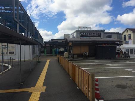2015年新駅舎工事中の高山駅風景、仮設 高山駅,駅前,東口の写真素材