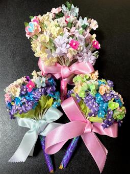 カラフルな手作りミニブーケ 花,造花,ブーケの写真素材