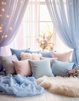 柔らかな光が差し込む、夢見る夏の部屋の写真