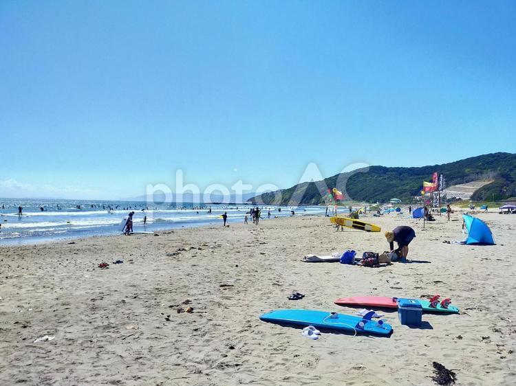 片男波海水浴場の夏 片男波,海水浴場,夏の写真素材