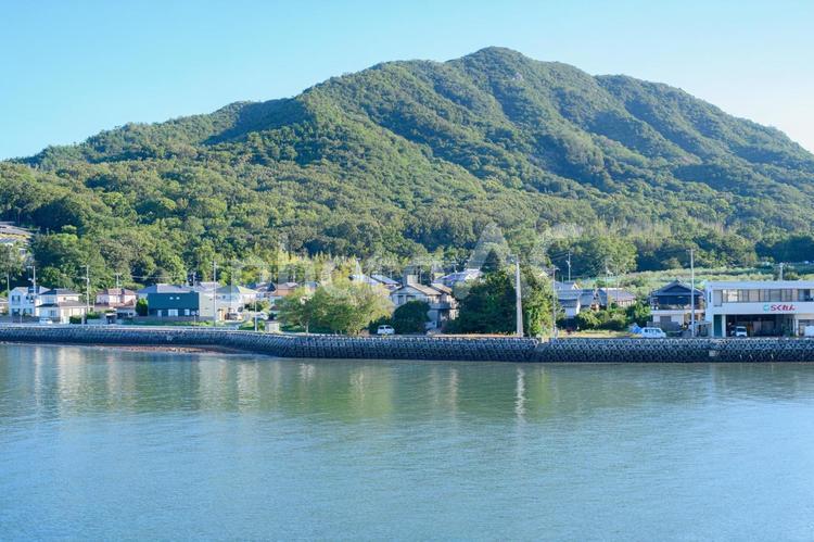 船から見た瀬戸内海 高松港,船,自然の写真素材