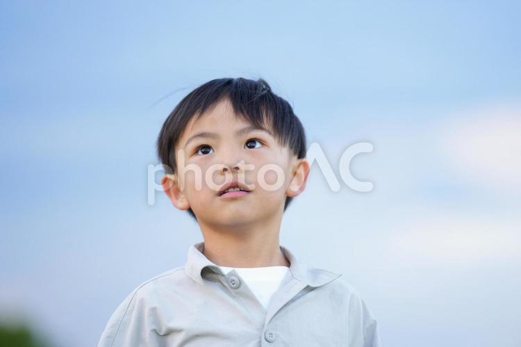 見上げる男の子 男の子,見つめる,微笑むの写真素材