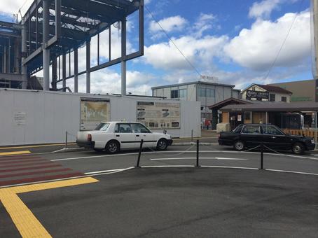 2015年駅舎建築中の高山駅とロータリー 高山駅,駅前,東口の写真素材
