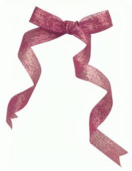 白バック切り抜きリボンピンクの写真