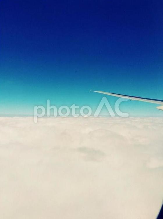 飛行機からの青空と雲 青空,空,青の写真素材
