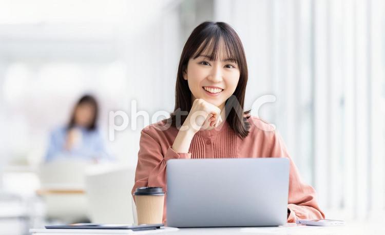 ノートパソコンを使うビジネスウーマン 女性,ビジネス,ビジネスウーマンの写真素材