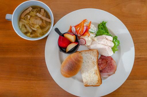 洋風の朝食プレート 洋風の朝食プレート 朝食,パン,トーストの写真素材