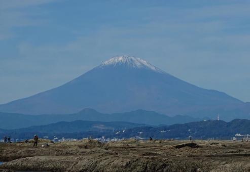 江の島からの富士山 江の島,富士山,磯の写真素材