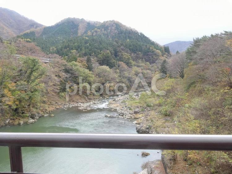 小網ダムから見た周辺風景 川治温泉駅,小網ダム,ダムの写真素材