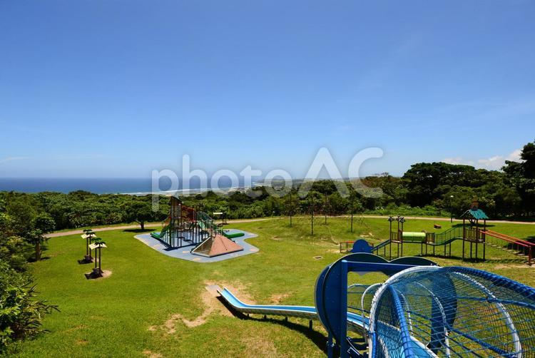 沖縄　海の見える公園 日本,沖縄,海の写真素材