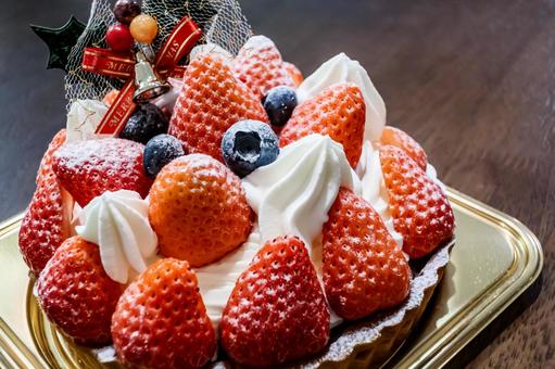 苺のケーキのクローズアップ 苺のケーキのクローズアップ クリスマス,クリスマスケーキ,苺の写真素材