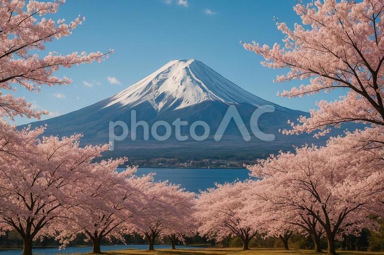 富士山と桜 富士山,桜,世界遺産の写真素材
