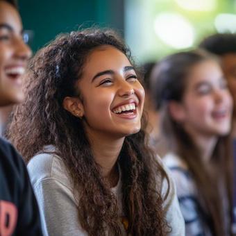 楽しく授業を受ける生徒たちの写真