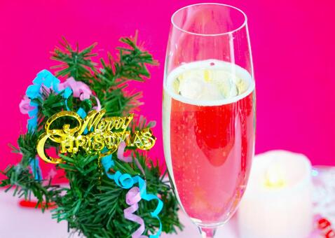 シャンパングラス（Xmas）② クリスマス,シャンパン,グラスの写真素材