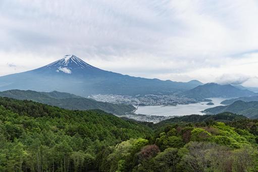富士山と山梨県河口湖周辺の街並み 富士山,河口湖町,河口の写真素材
