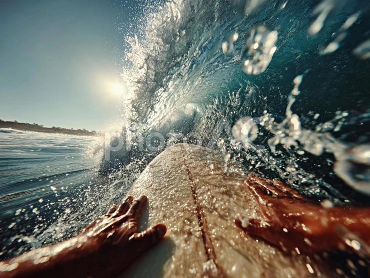臨場感あふれる波乗り サーフィン,海,波の写真素材