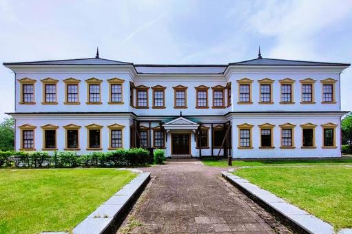 Photo, former kosaka mine office, wooden building, important cultural assets, 