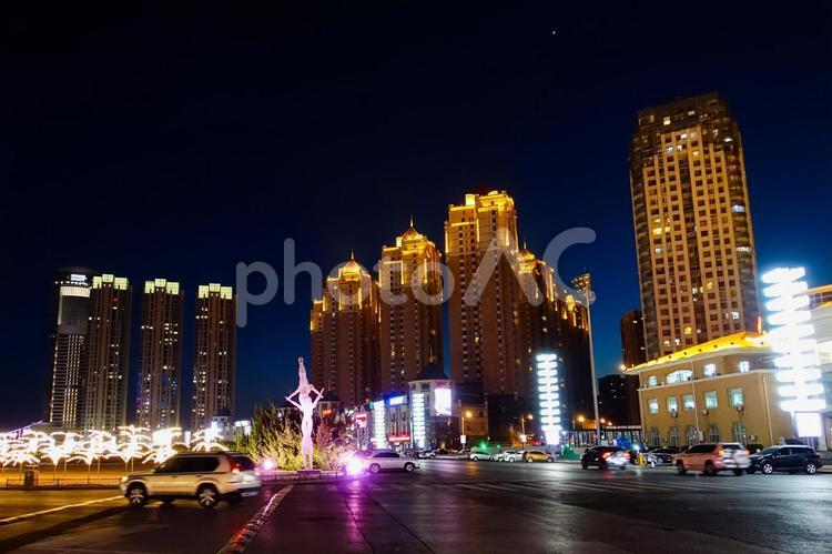 中国大連の美しい夜景 中国,大連,遼寧省の写真素材