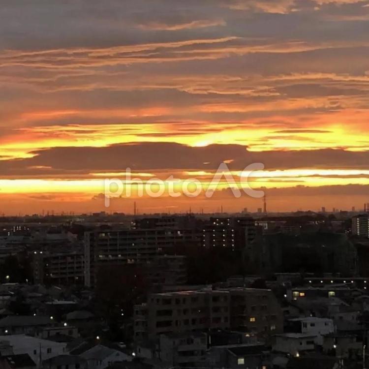 自分で撮影した夕焼け 自分撮影,空,風景の写真素材