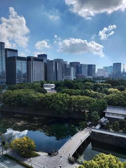 皇居とビル群 皇居とビル群の写真