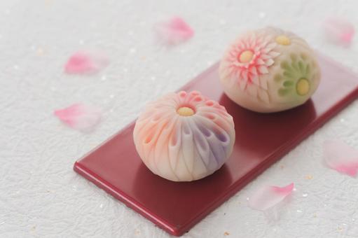 シンプルな練り切り素材 練り切り,年賀状,和菓子の写真素材