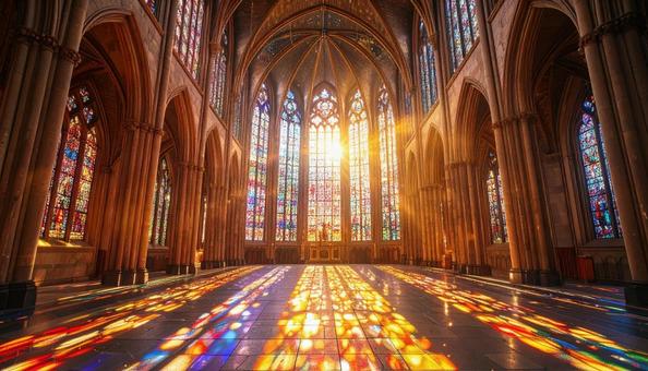 ステンドグラスが描く色彩の光 ステンドグラスが描く色彩の光の写真