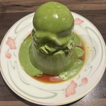 抹茶プリンアイス 抹茶プリンアイス カフェ,抹茶,プリンの写真素材