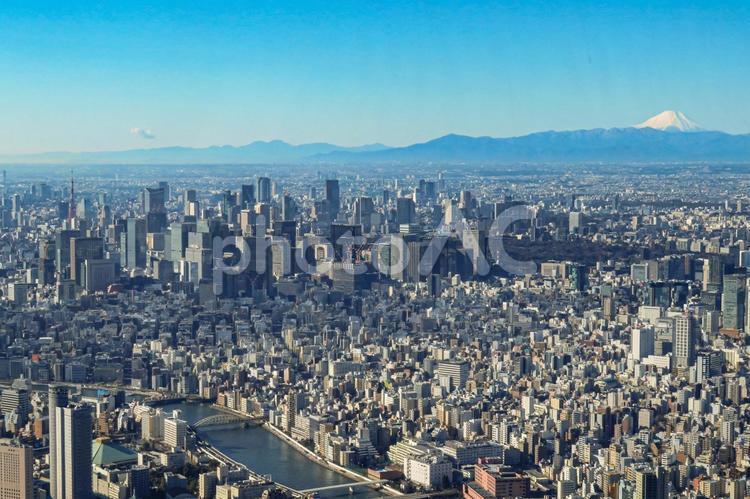 スカイツリーからの眺め‐Vol.２⑸ 富士山,都市,市街地の写真素材