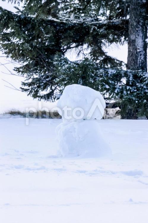 雪だるまのある風景 雪だるま,雪,冬の写真素材