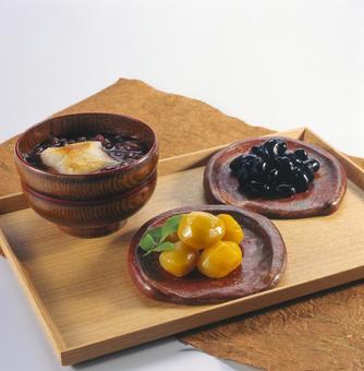 ぜんざい 栗甘露煮 黒豆 ぜんざい 栗甘露煮 黒豆 ぜんざい,栗,餅の写真素材