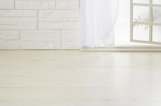 清潔感のあるリビング 背景素材,白レンガ,白壁の写真素材