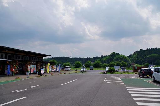 道の駅にて 道の駅にて 道の駅,サシバの里いちかい,駐車場の写真素材