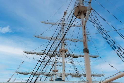 船の帆と青空 船,帆,青空の写真素材