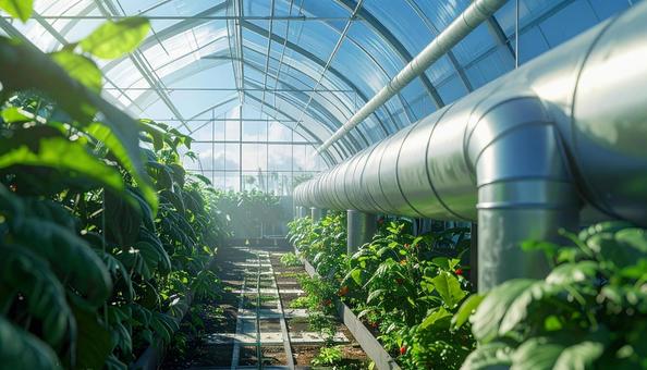 温室の空調ダクト 温室の空調ダクトの写真