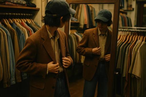 古着試着の様子 古着試着の様子の写真