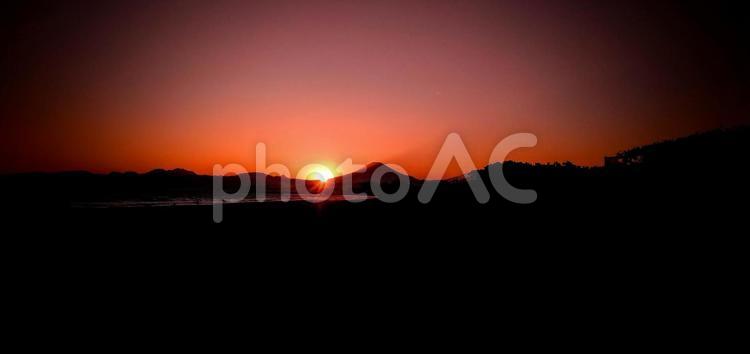 富士山と夕日 たそがれ,夕方,富士山の写真素材
