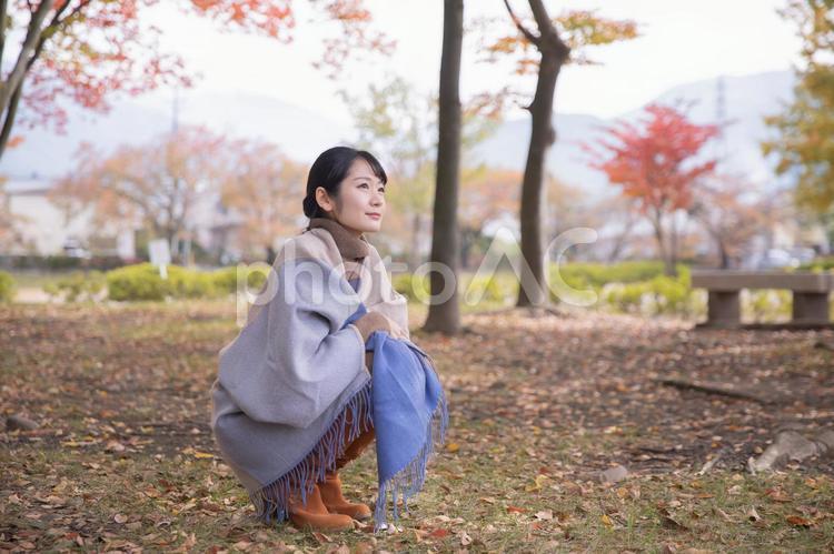 紅葉狩り・秋の訪れを感じる女性 紅葉,秋,女性の写真素材